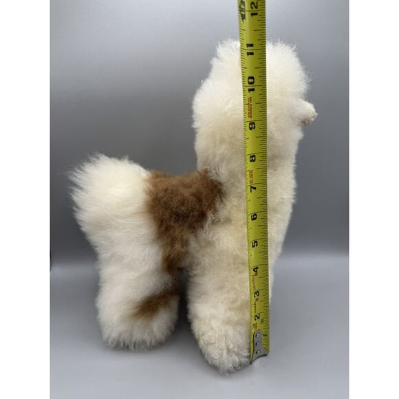 So SOFT Plush Alpaca Llama Animal Toy White & Brown Fluffy Real Alpaca Fur - Picture 6 of 7